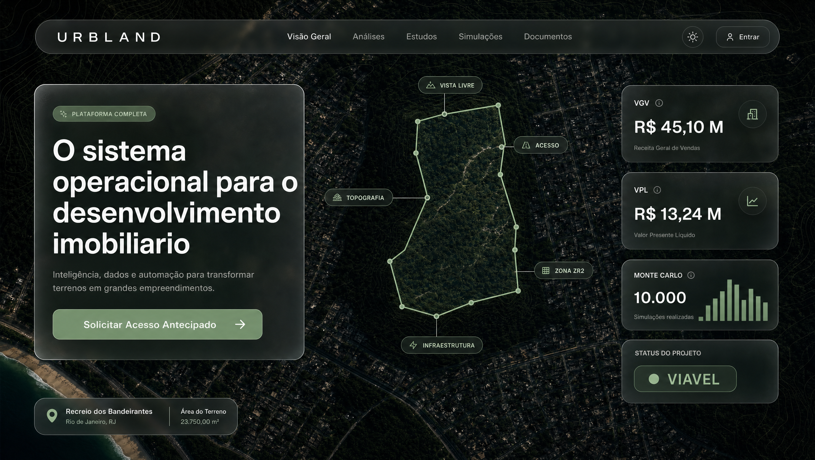 Comp Glass A — vista aérea de satélite ao entardecer do lote em Campo Grande